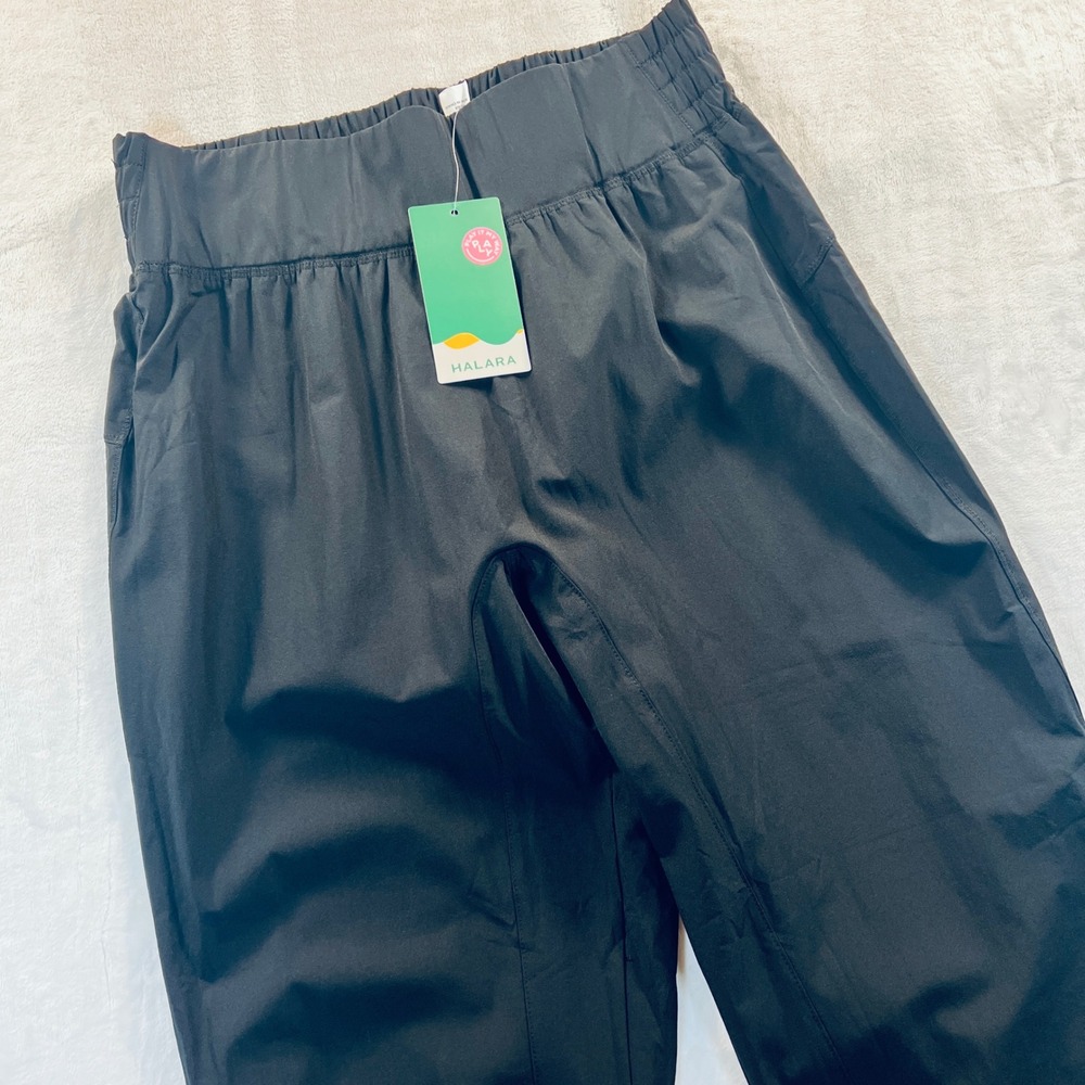 Halara Black High Waisted Nylon Joggers Elastic Waist Pants Size Medium